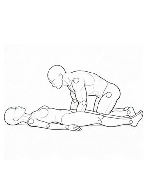 P040 Leaning over, kissing the chest · Side view