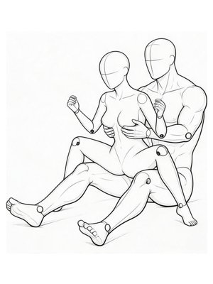 P044 Reaching over the back, hand on the chest · Three-quarter view