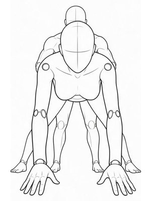 P045 Deep forward fold, hands on the floor · Low angle
