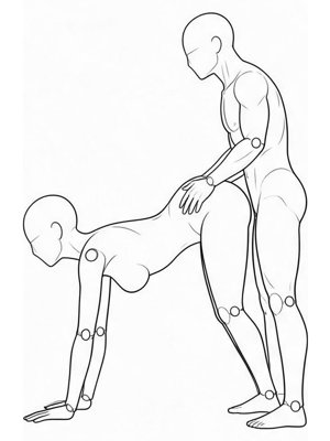 P045 Deep forward fold, hands on the floor · Side view
