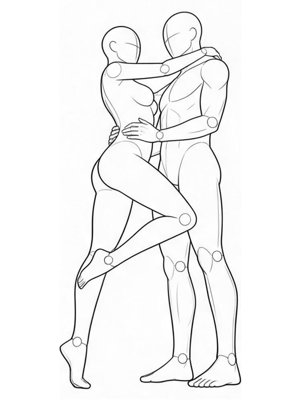 P049 Embracing, legs entwined · Low angle