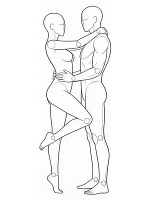 P049 Embracing, legs entwined · Side view