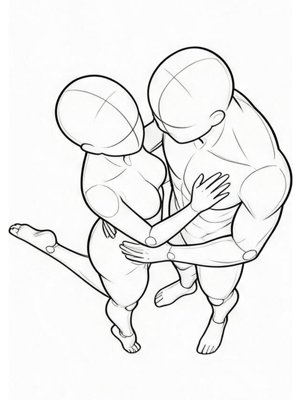 P050 Body stretched, one leg lifted behind · High angle