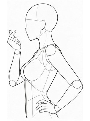 P003 Finger heart beside the cheek · Side view