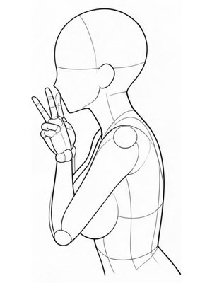 P004 あごの下でダブルピース · 横