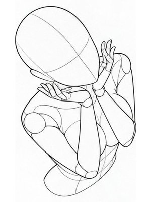 P013 Both palms under the chin · High angle