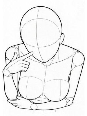 P014 Index finger poking the cheek · High angle