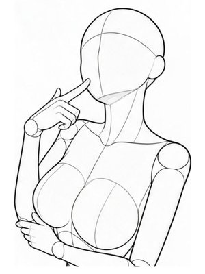 P014 Index finger poking the cheek · Low angle