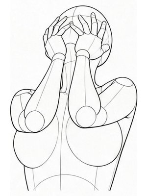 P025 両手の指の隙間からのぞく · 下から