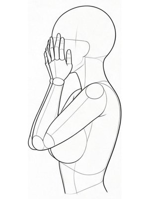P025 両手の指の隙間からのぞく · 横