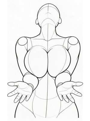 P028 Elbows framing the chest, torso twisted · Low angle