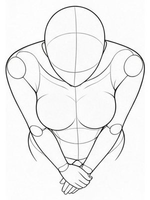 P029 Shoulders raised, hands crossed low · High angle