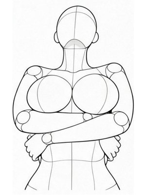 P030 Forearms crossed under the chest, lifted · Low angle