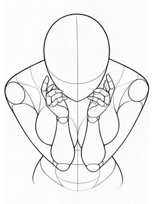 P033 Forearms vertical, pressed from both sides · High angle