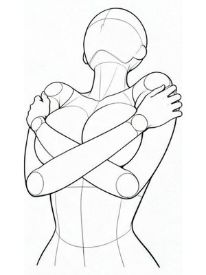 P041 Arms folded under the chest · Low angle