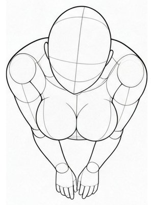 P044 Face down on the elbows, chest pressed · High angle