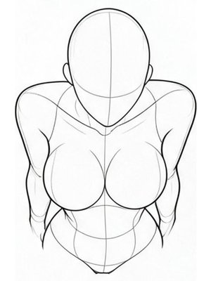 P045 Leaning back, arms pressed in · High angle