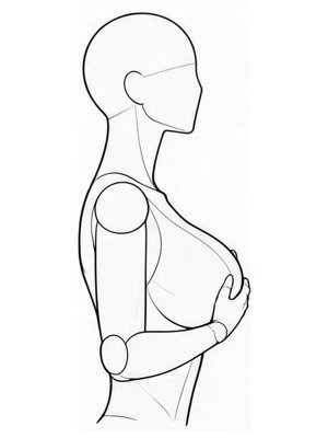 P047 Hands on the upper chest, pressing inward · Side view