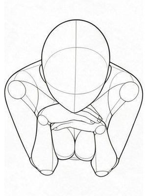 P048 Chin on the back of the hand, leaning forward · High angle