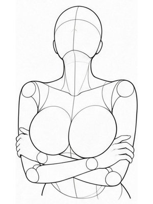 P050 Arms wrapped, chest lifted · Low angle