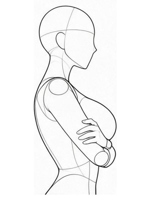 P050 Arms wrapped, chest lifted · Side view