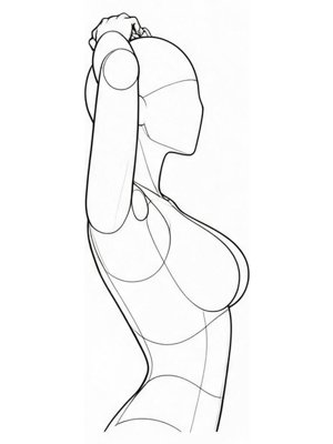 P057 Hands through the hair, arching back · Side view