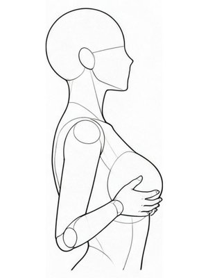 P059 Fingers tracing under the chest · Side view