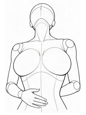 P062 One hand on the chest, one on the stomach · Low angle