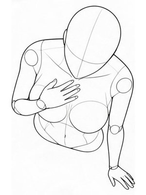 P066 On all fours, one hand on the chest · High angle