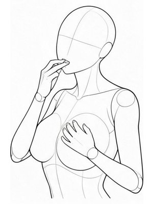 P070 Finger at the lips · Three-quarter view