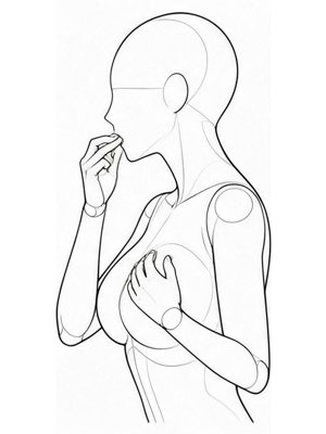 P070 Finger at the lips · Side view