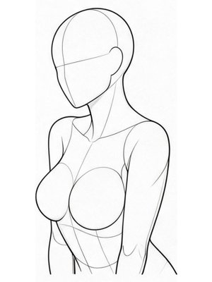 P076 Leaning forward, hand on the inner thigh · Three-quarter view