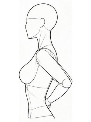 P077 Reaching back for the clasp · Side view